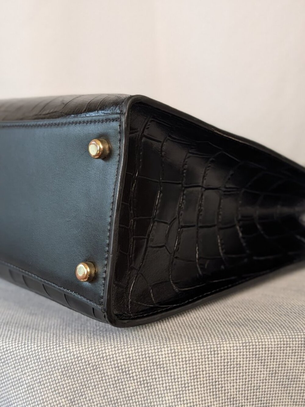 Coach Nina Tote Black Croc Embossed Leather Triple Compartment Bag CL654 - Picture 7 of 12